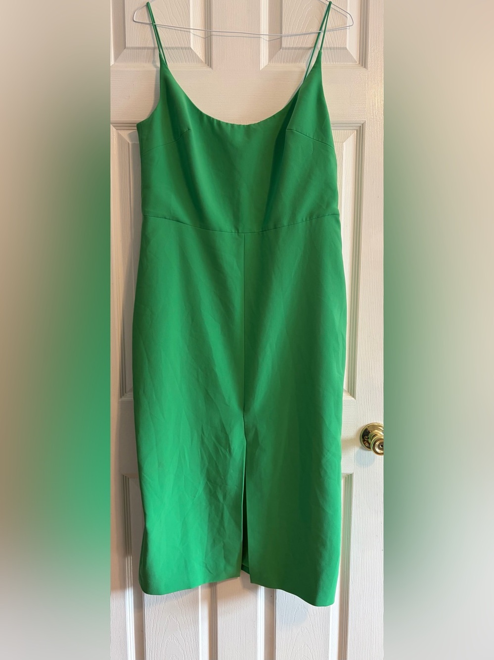 Christian Siriano Green Midi Slip Dress Front Slit Cocktail Evening Size 16
